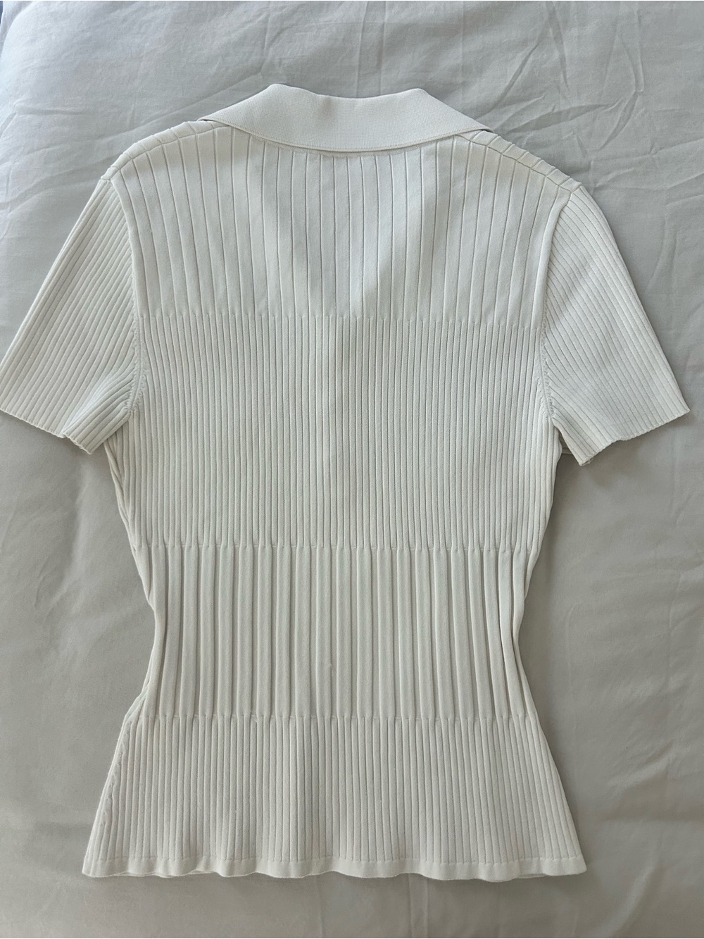 Kookai Cream Ribbed Short-Sleeve Polo - Picture 7 of 7